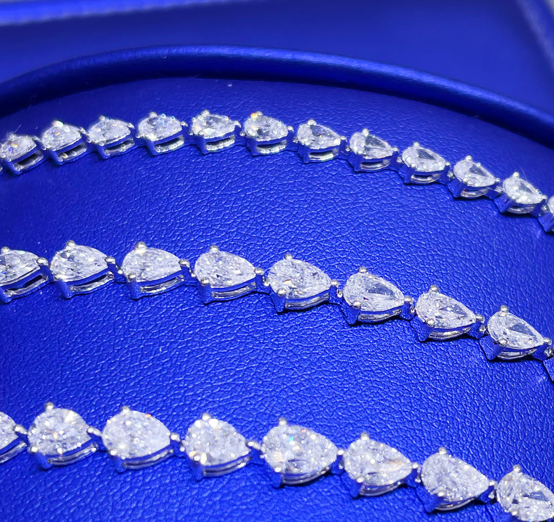 14K Gold Pear Cut 7ct - 10ct - 12ct Lab Grown Diamond Bracelet