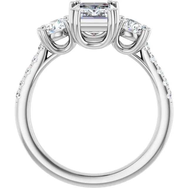 14K Gold Emerald Cut [2.09ctw] Lab-Grown Diamond [E - VVS2] Engagement Ring