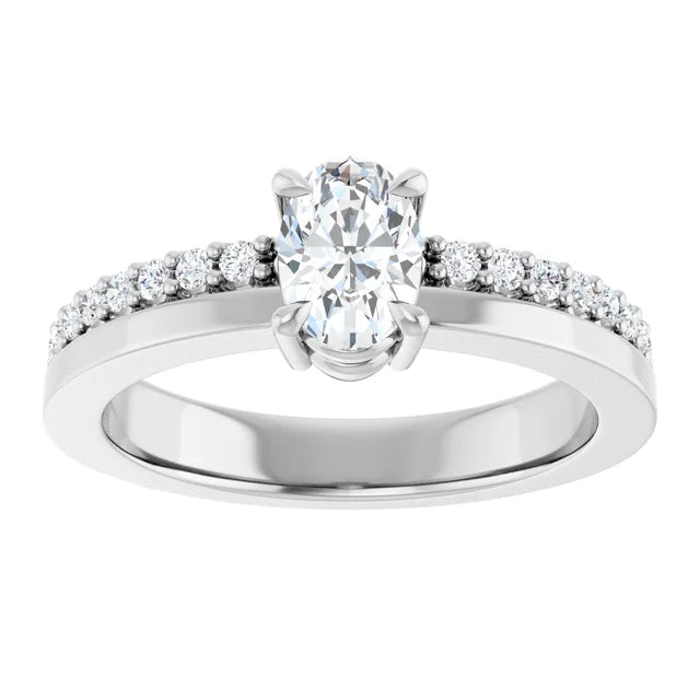 14K Gold Oval Lab-Grown 0.57ctw Diamond Engagement Ring