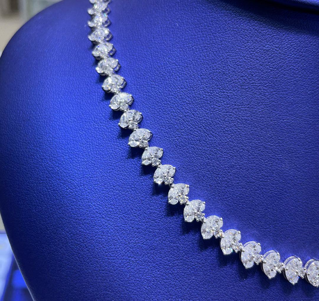 14K Gold 11.65ctw Lab Grown Marquise Cut Diamond Necklace