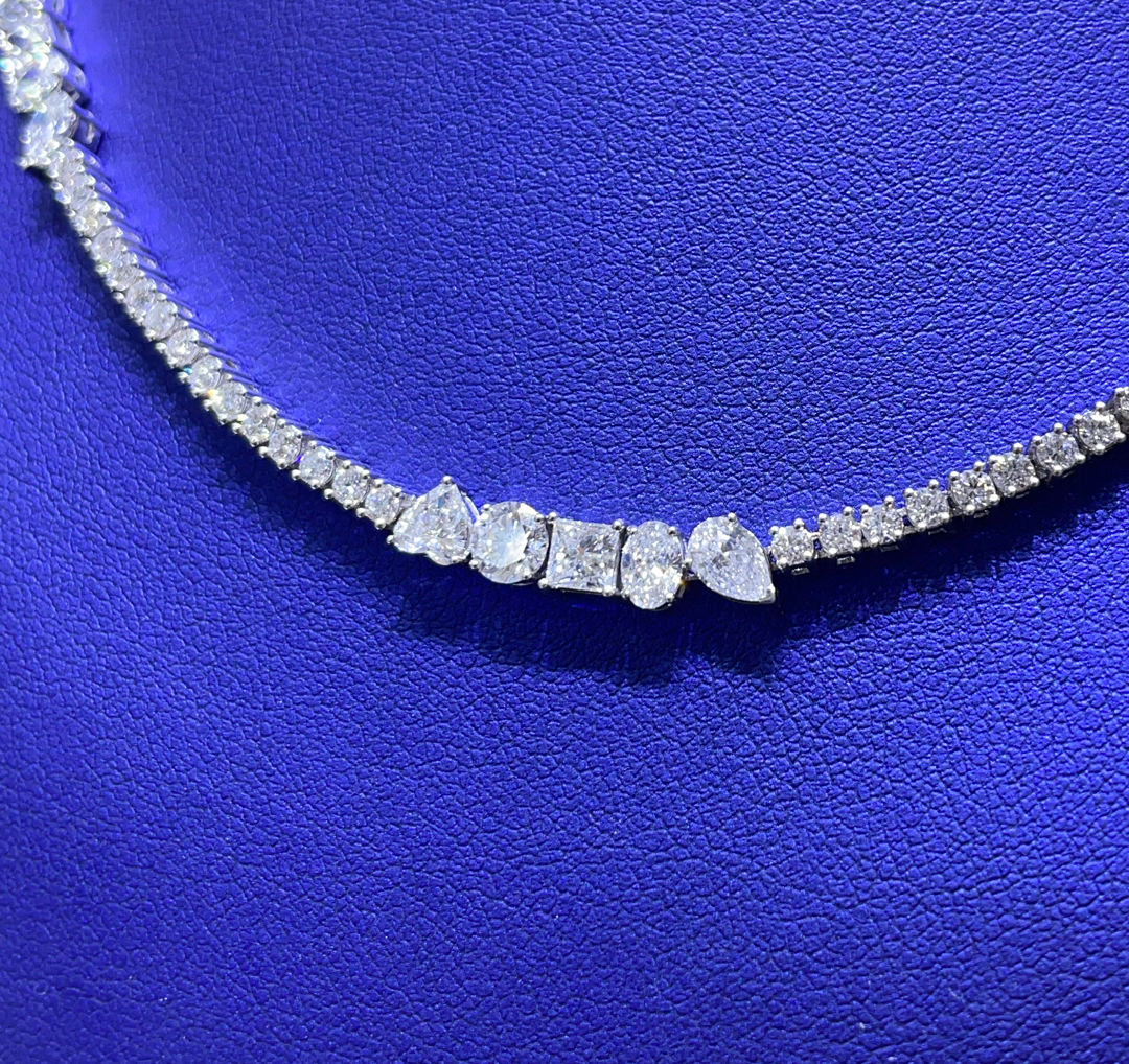 14K Gold 8.26ctw Lab Grown Diamond Multi Stone Necklace