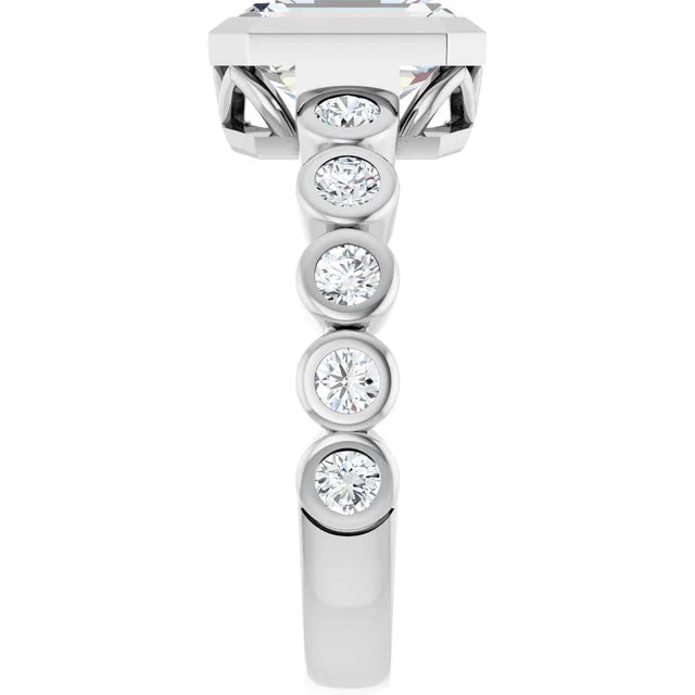 14K Gold Emerald Cut Bezel Set [1.54ctw] Lab-Grown Diamond [D - VVS2] Engagement Ring