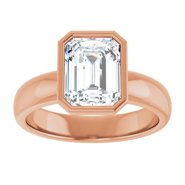 14K Gold Emerald Cut Bezel [2.22 ctw] Lab-Grown Diamond [F - VS1] Engagement Ring