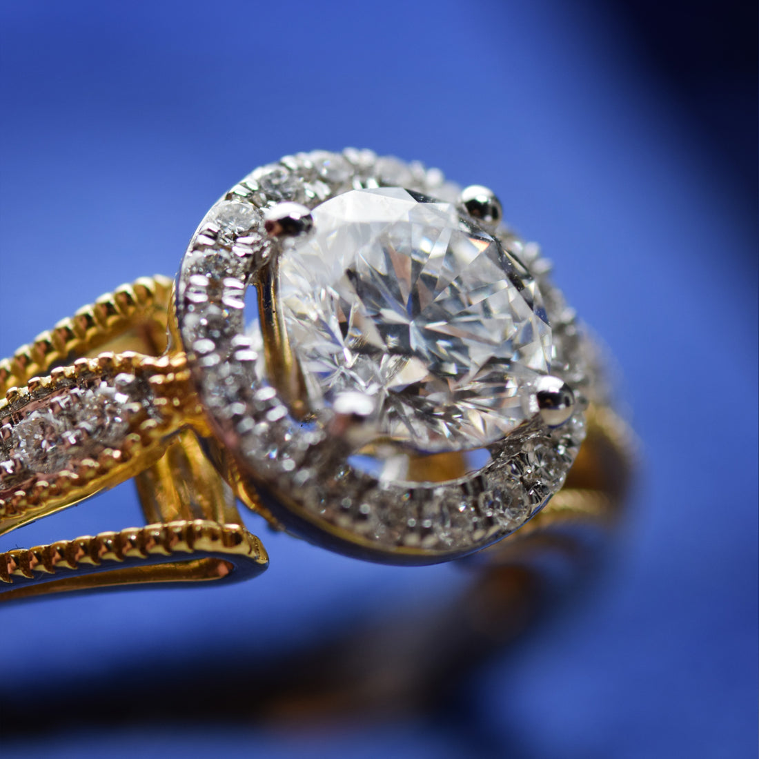 14K Gold 1.32 CT Lab Grown Round Classic Vintage Lab Diamond Engagement Ring