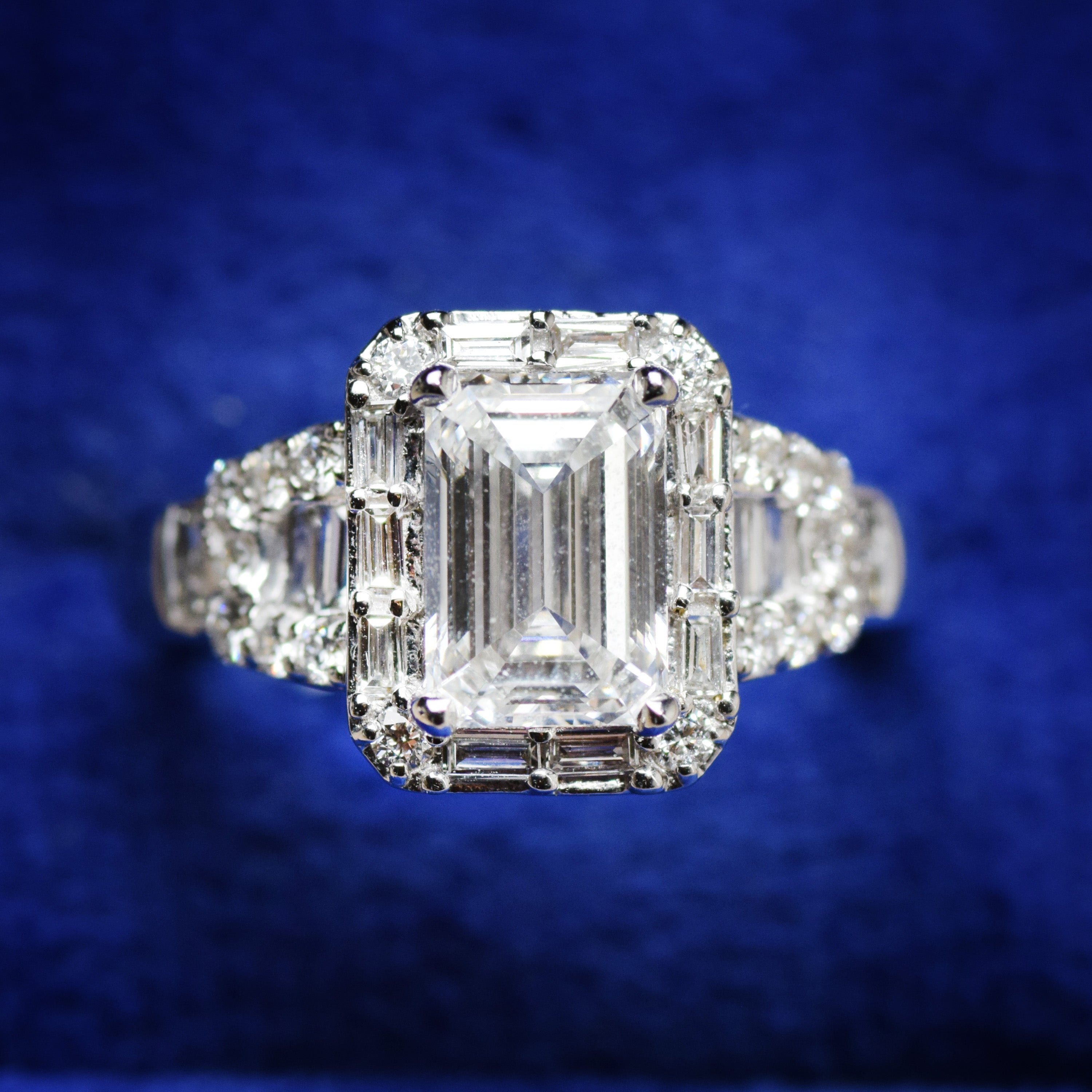 14K Gold 2.83 CT Lab Grown Emerald Cut Lab Diamond Engagement Ring
