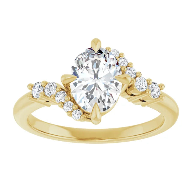 14K Gold Oval Lab-Grown 1.03 CT Diamond Engagement Ring