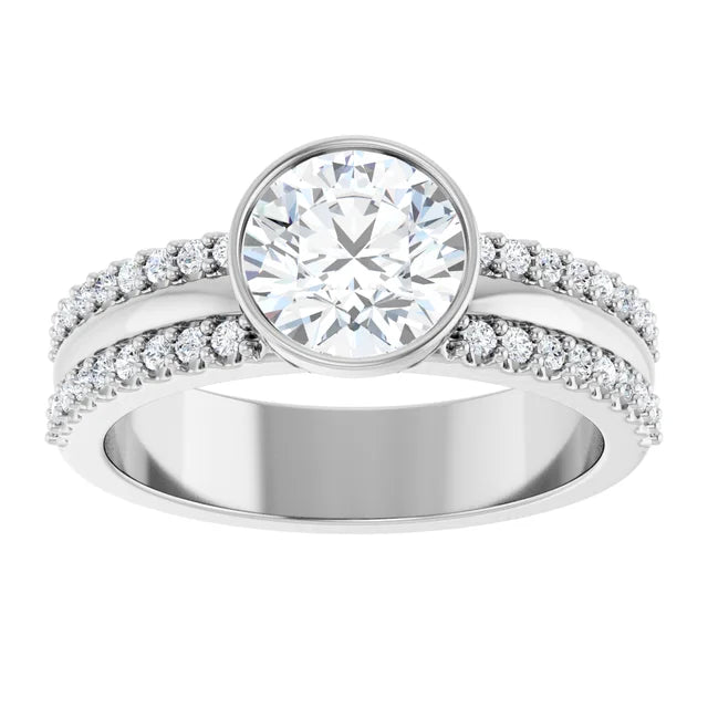 Accented Bezel: 14K Gold Lab-Grown Diamond 1.39 CTW Engagement Ring