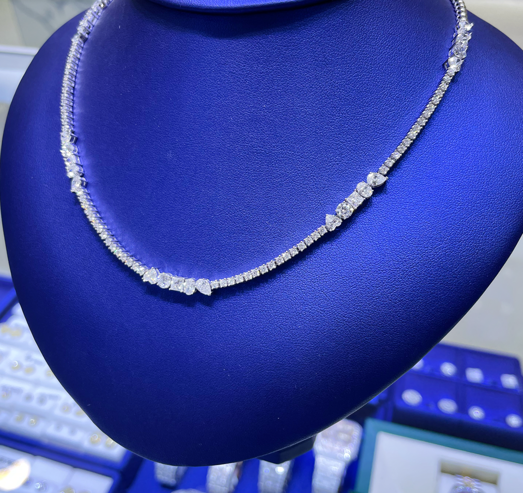 14K Gold 8.26ctw Lab Grown Diamond Multi Stone Necklace