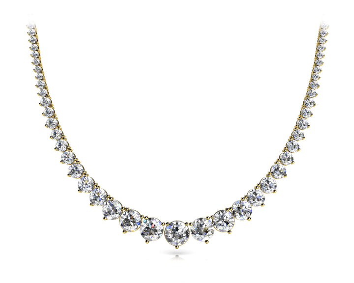 14K Three Prong Graduating Diamond Tennis Necklace