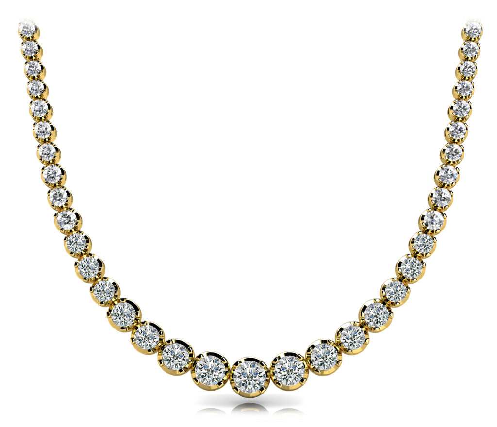 14K Low Basket 4 Prong Diamond Necklace