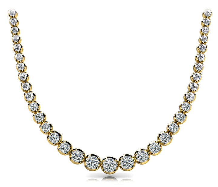 14K Low Basket 4 Prong Diamond Necklace