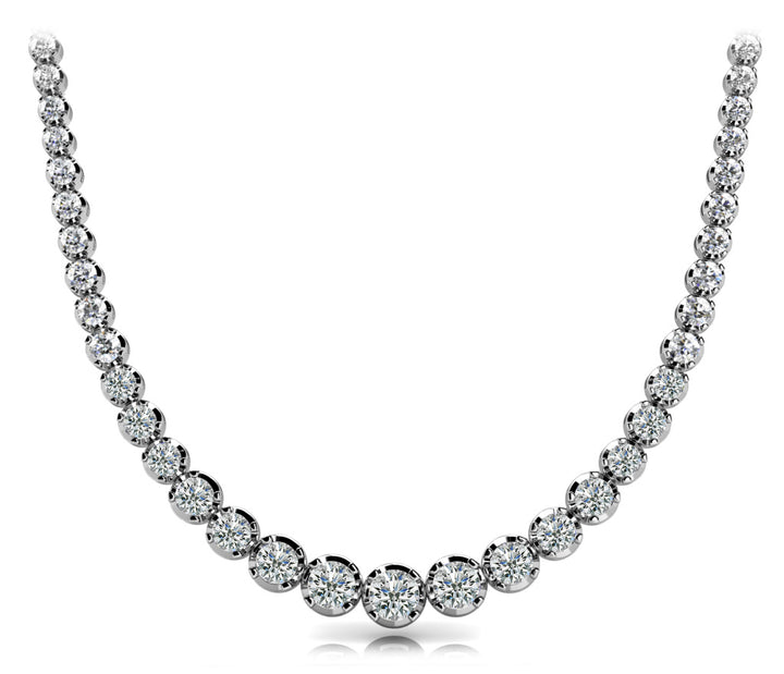 14K Low Basket 4 Prong Diamond Necklace