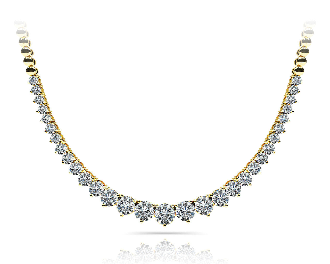 14K Three Prong Graduated Diamond Necklace