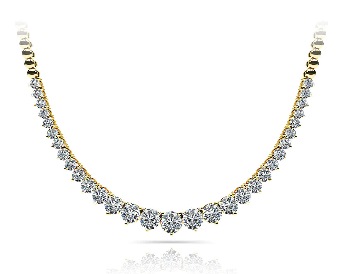 14K Three Prong Graduated Diamond Necklace