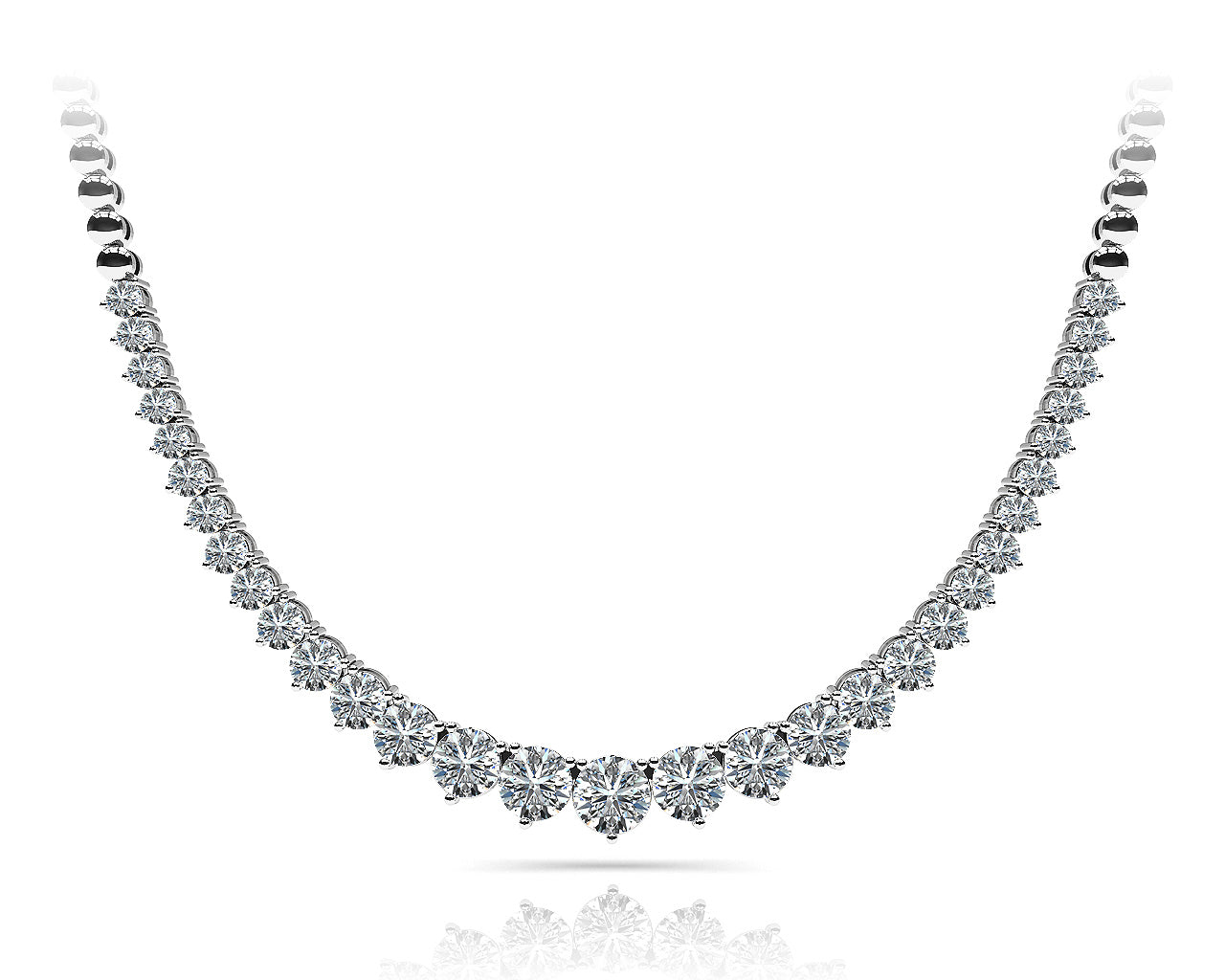 14K Three Prong Graduated Diamond Necklace