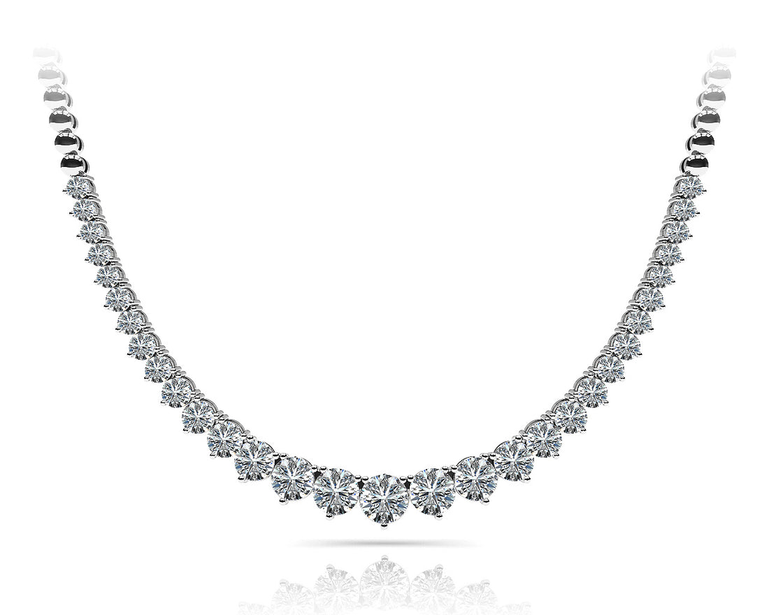 14K Three Prong Graduated Diamond Necklace