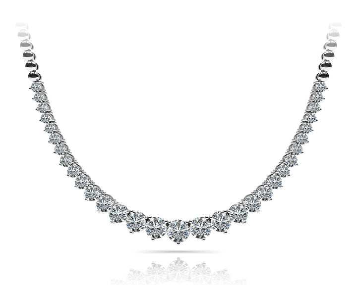 14K Three Prong Graduated Diamond Necklace