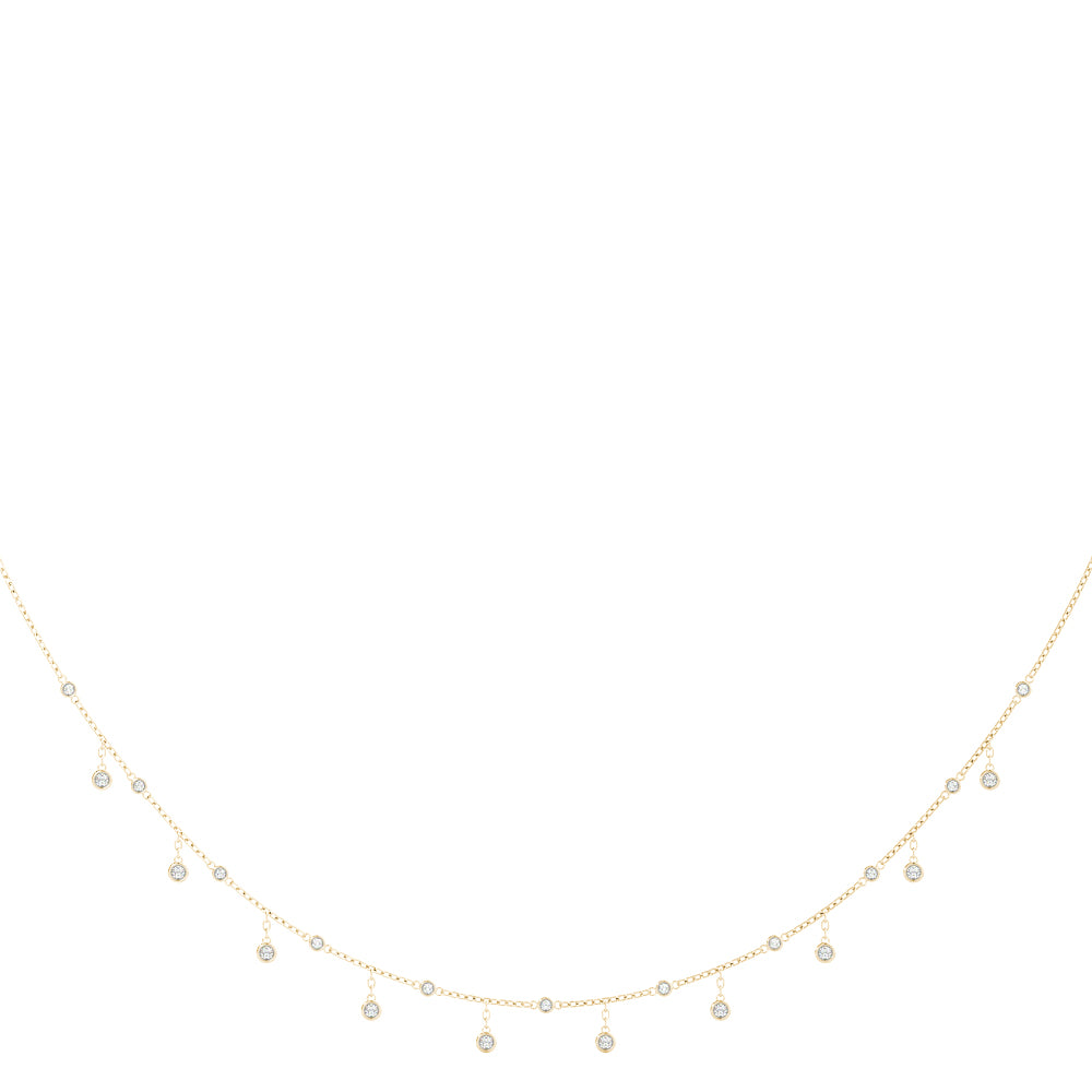 14K Gold Round Bezel Diamond Necklace