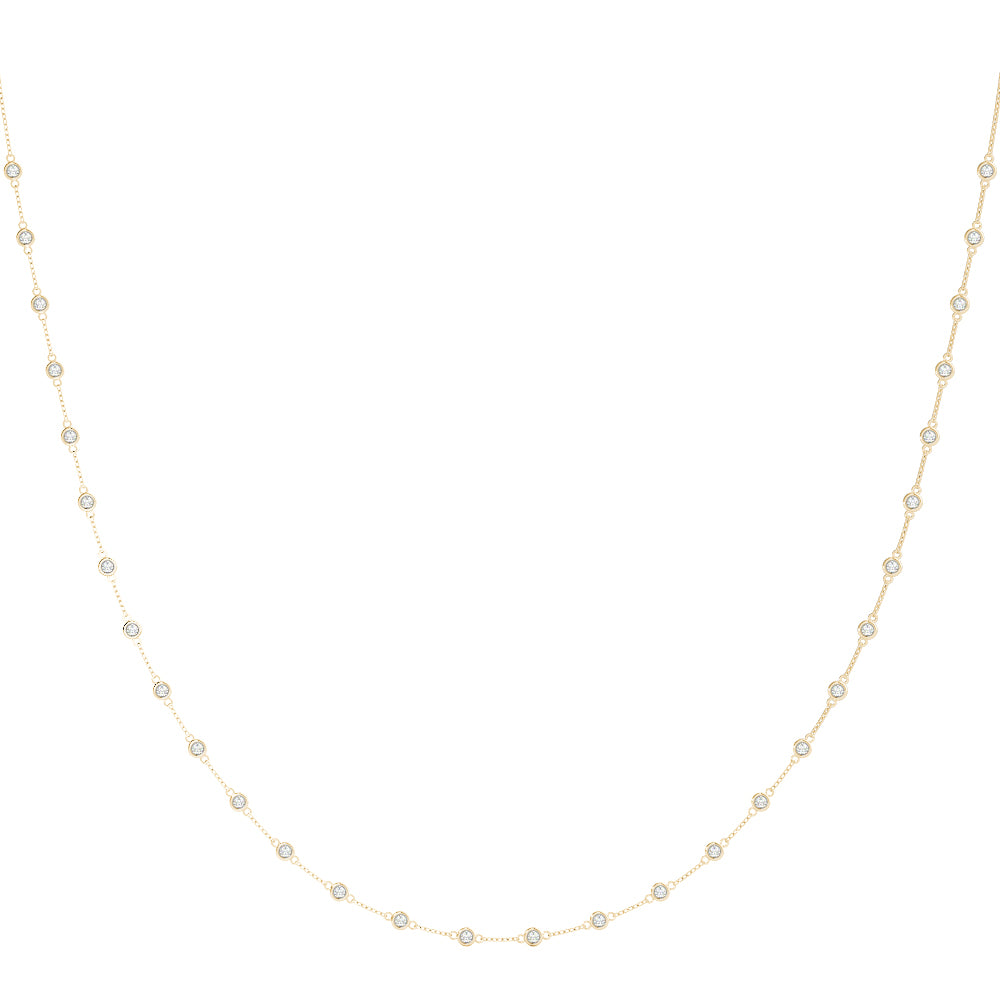 14K Classic Round Bezel Diamond Necklace