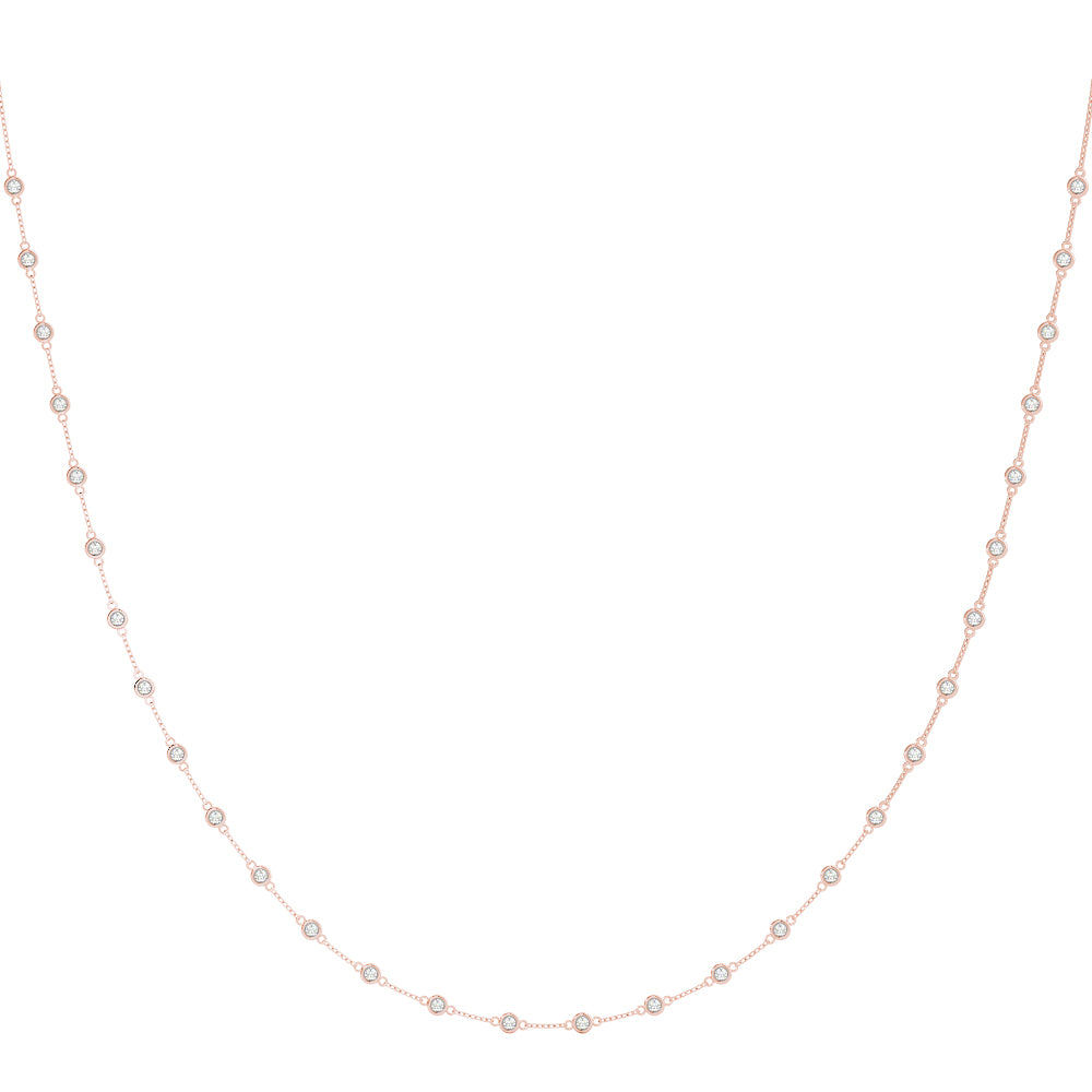 14K Classic Round Bezel Diamond Necklace