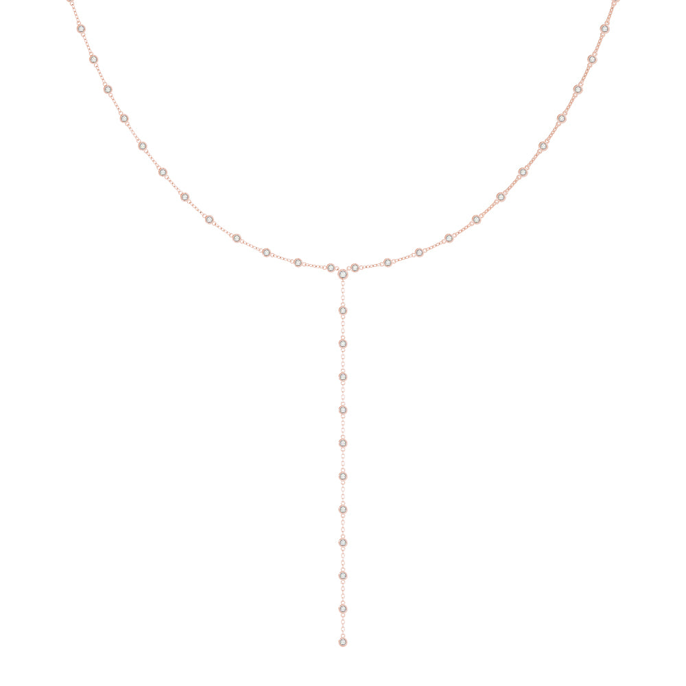 14K Classic Round Bezel Diamond Necklace