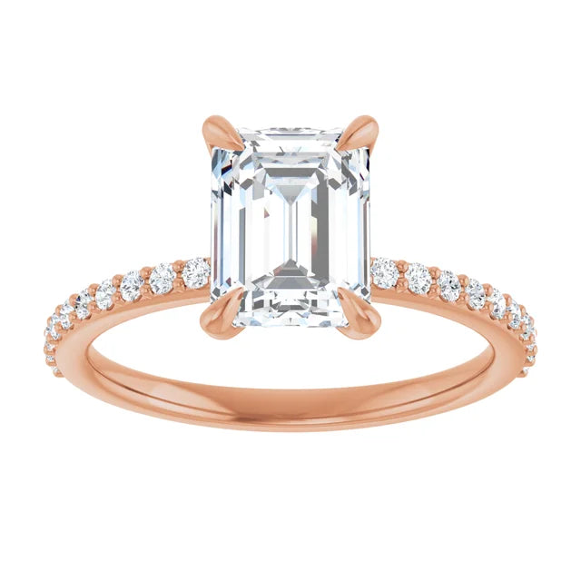 14K Gold Emerald Cut [1.62ctw] Lab-Grown Diamond [D - VVS2] Engagement Ring