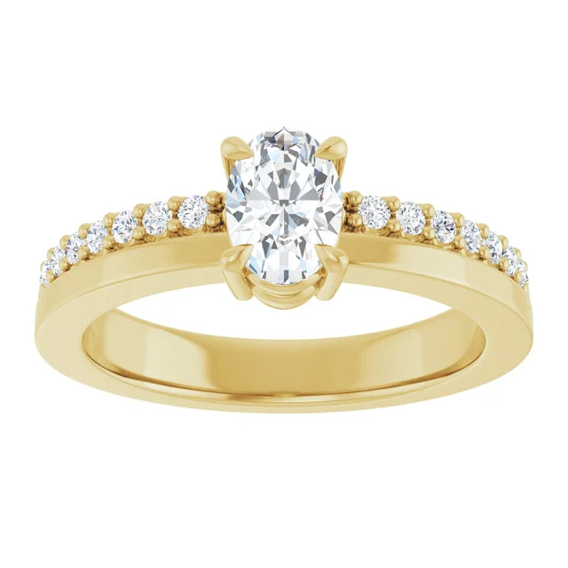 14K Gold Oval Lab-Grown 0.57ctw Diamond Engagement Ring