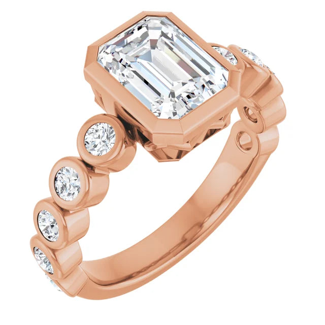 14K Gold Emerald Cut Bezel Set [1.54ctw] Lab-Grown Diamond [D - VVS2] Engagement Ring