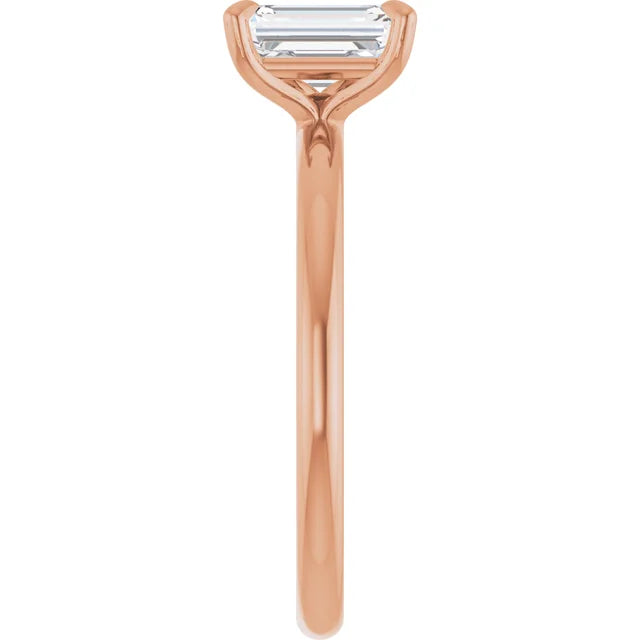 14K Gold Emerald Cut Solitaire [0.97ctw] Lab-Grown Diamond [D - VS2] Engagement Ring