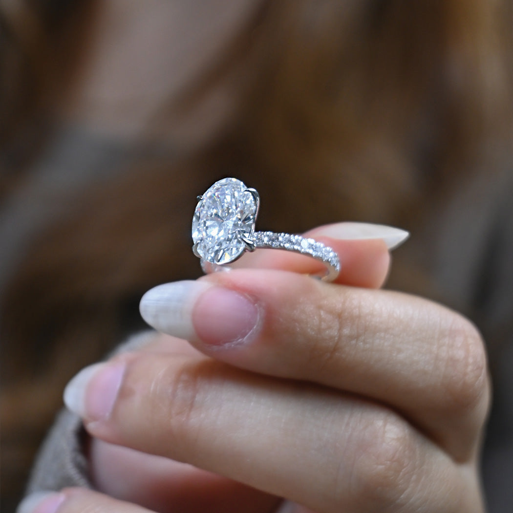 14K Gold 4.08CT Oval Diamond Engagement Ring