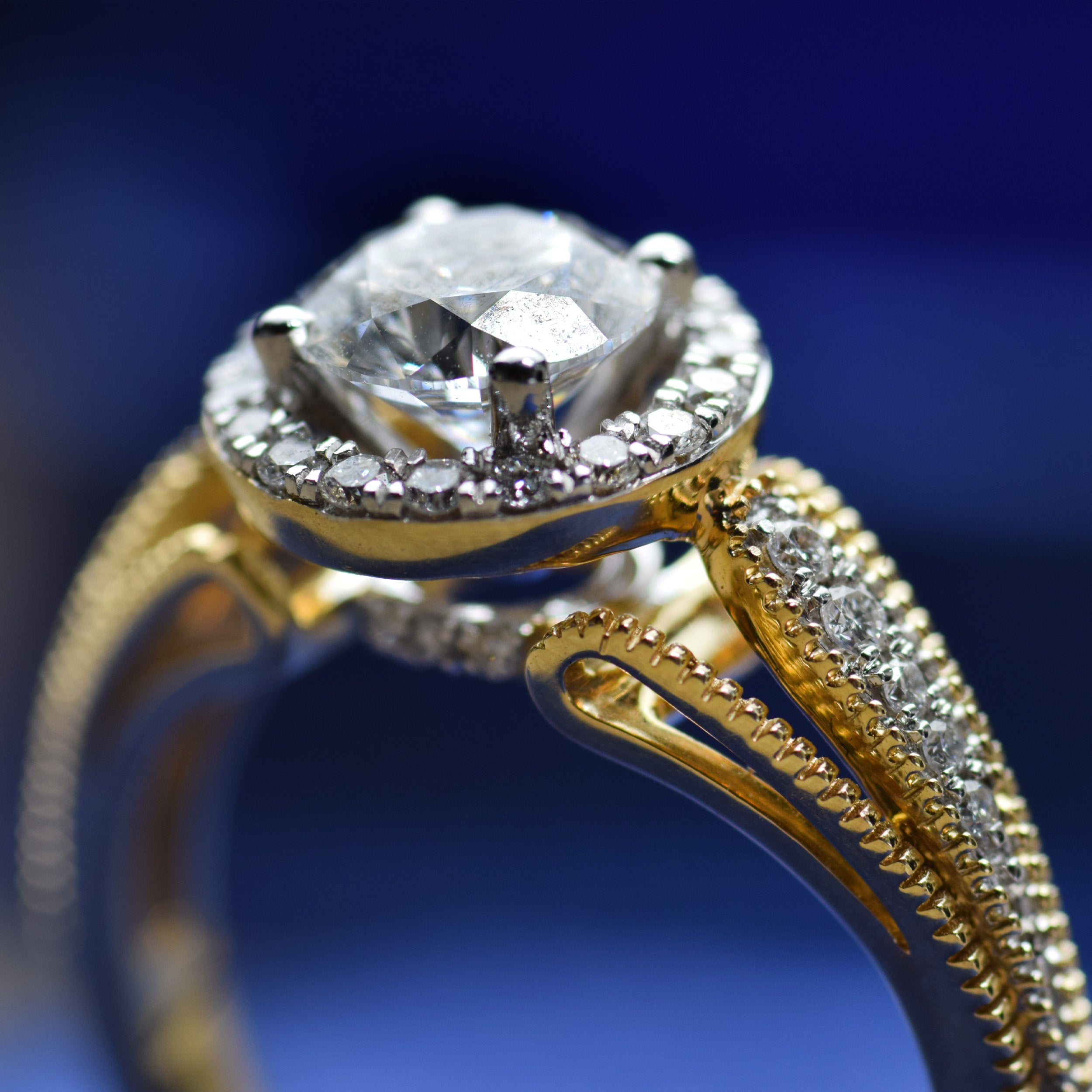 14K Gold 1.32 CT Lab Grown Round Classic Vintage Lab Diamond Engagement Ring