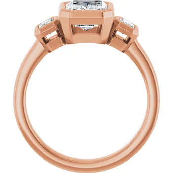 14K Gold Emerald Cut Bezel Set [2.07ctw] Lab-Grown Diamond [E - VS1] Engagement Ring