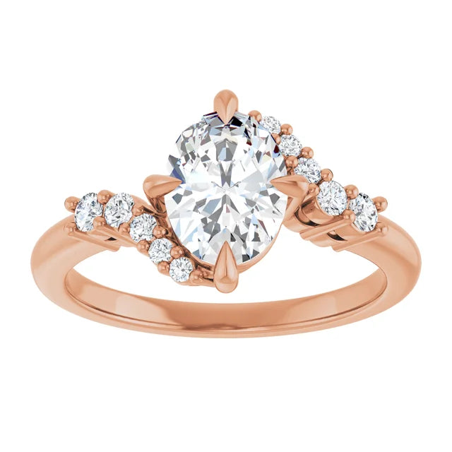 14K Gold Oval Lab-Grown 1.03 CT Diamond Engagement Ring