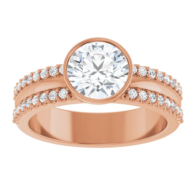 Accented Bezel: 14K Gold Lab-Grown Diamond 1.39 CTW Engagement Ring