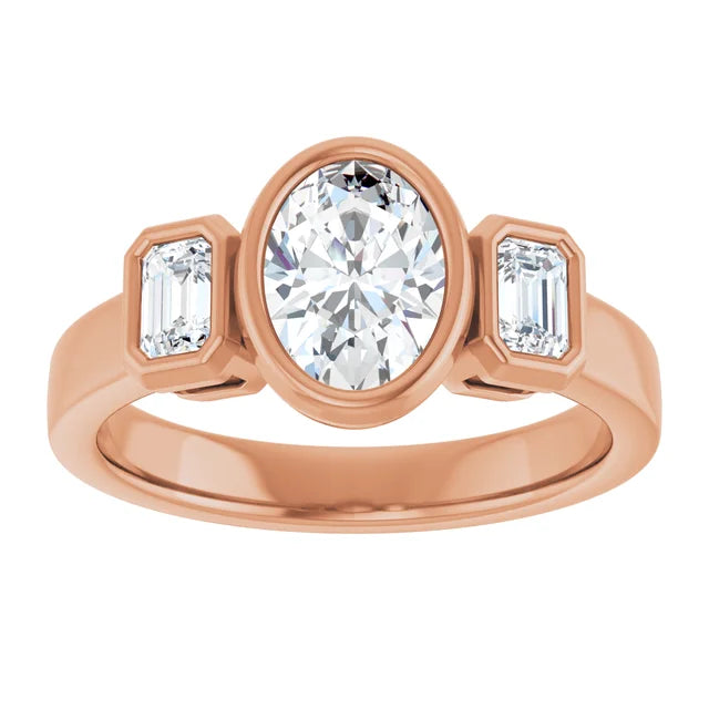 14K Gold Oval Lab-Grown 0.90ctw Diamond Engagement Ring