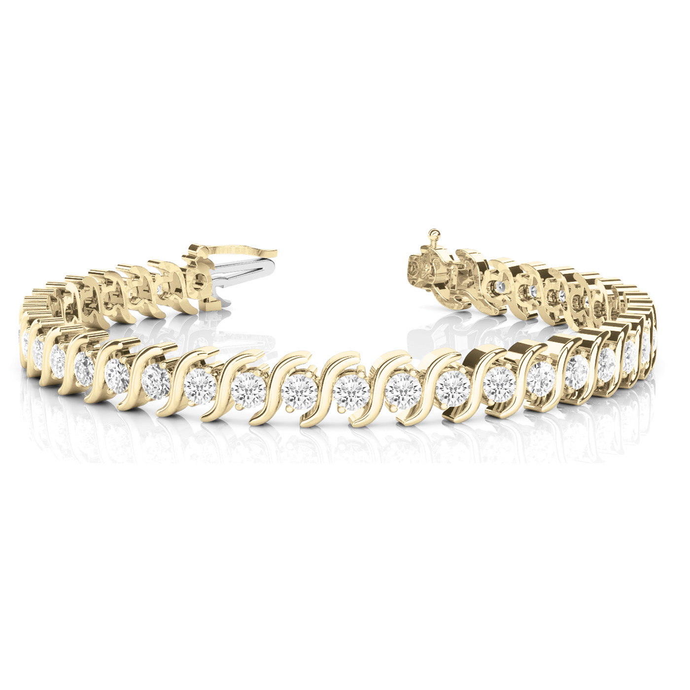 14K In-Line S Link Set Diamond Tennis Bracelet