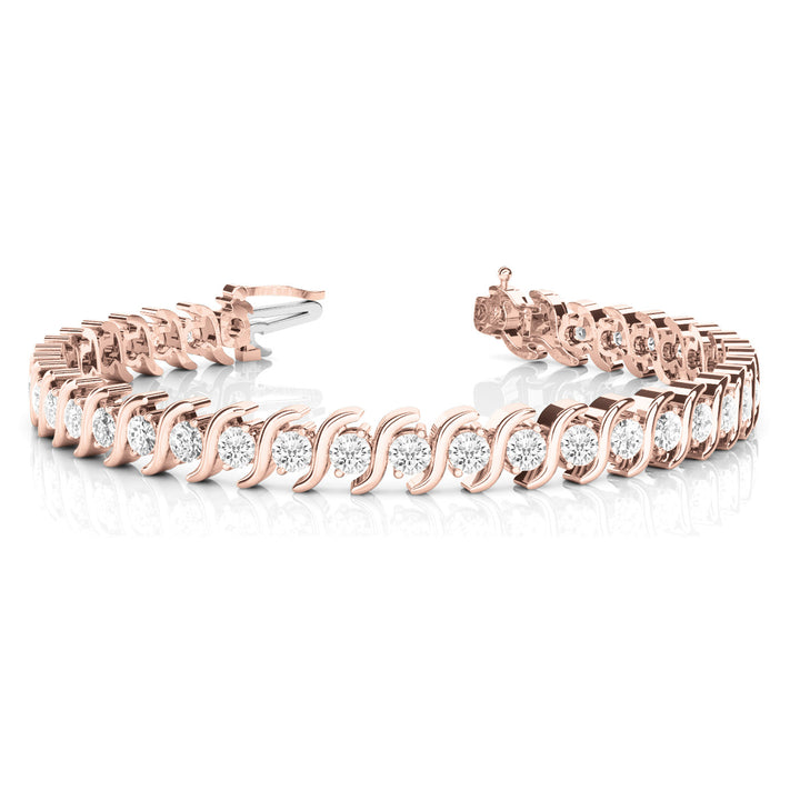 14K In-Line S Link Set Diamond Tennis Bracelet