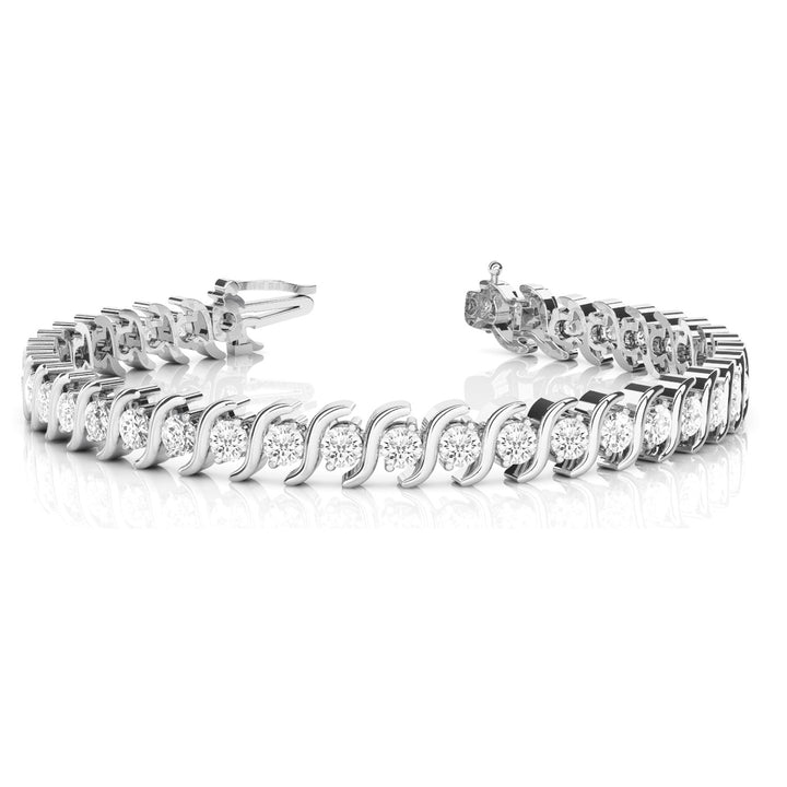 14K In-Line S Link Set Diamond Tennis Bracelet