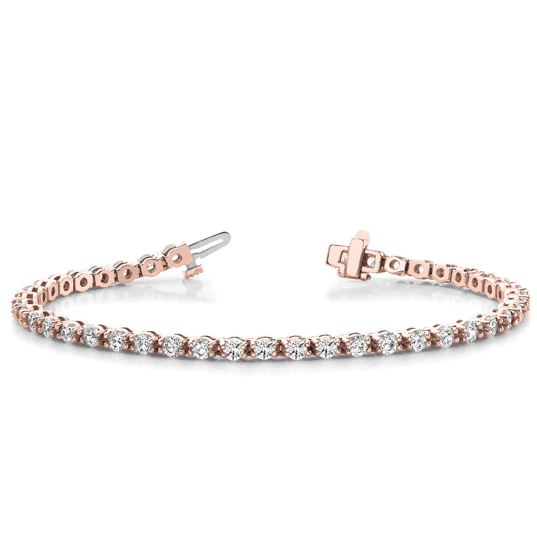 14K In-Line Bar Set Diamond Tennis Bracelet