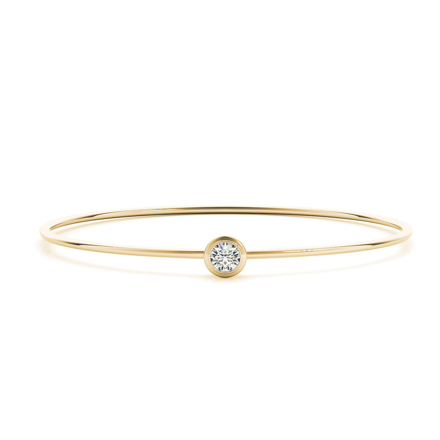14K Round Solitaire Bezel Cut Bangle