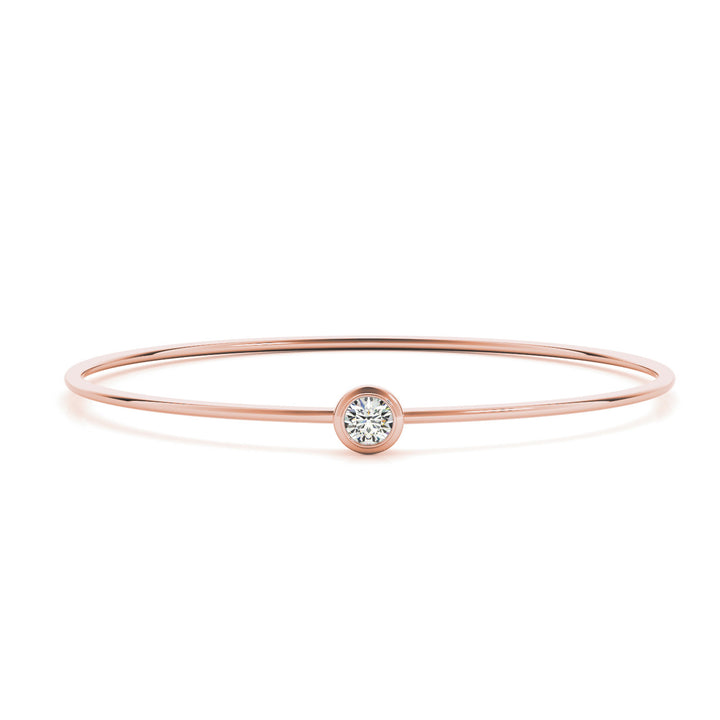 14K Round Solitaire Bezel Cut Bangle