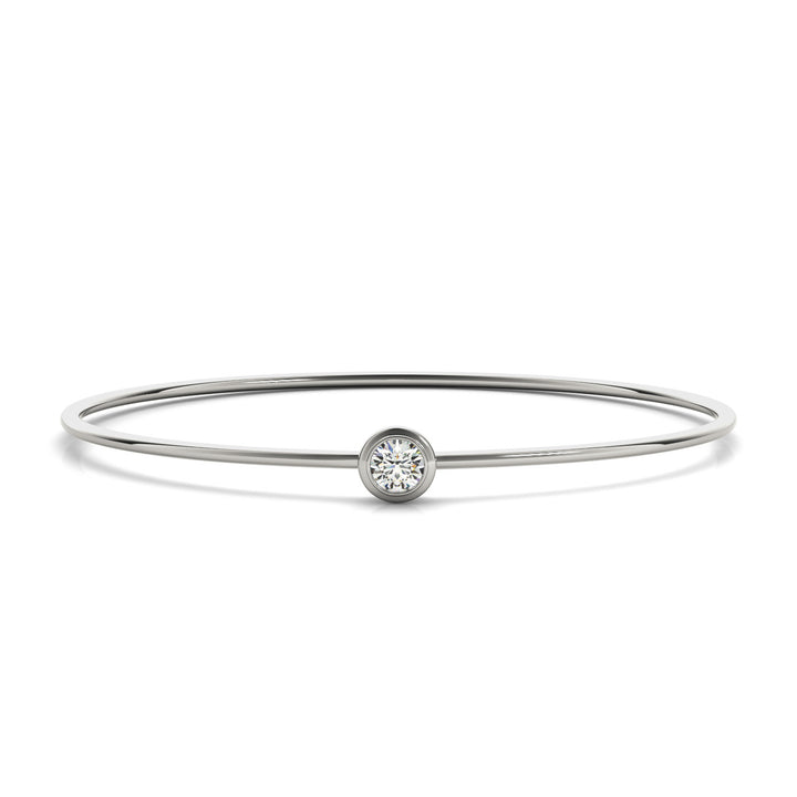 14K Round Solitaire Bezel Cut Bangle