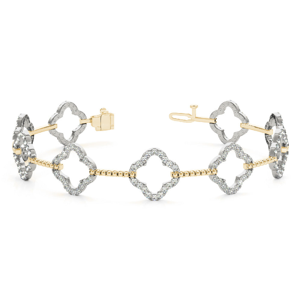 14K Flower Shaped Diamond Tennis Bracelet