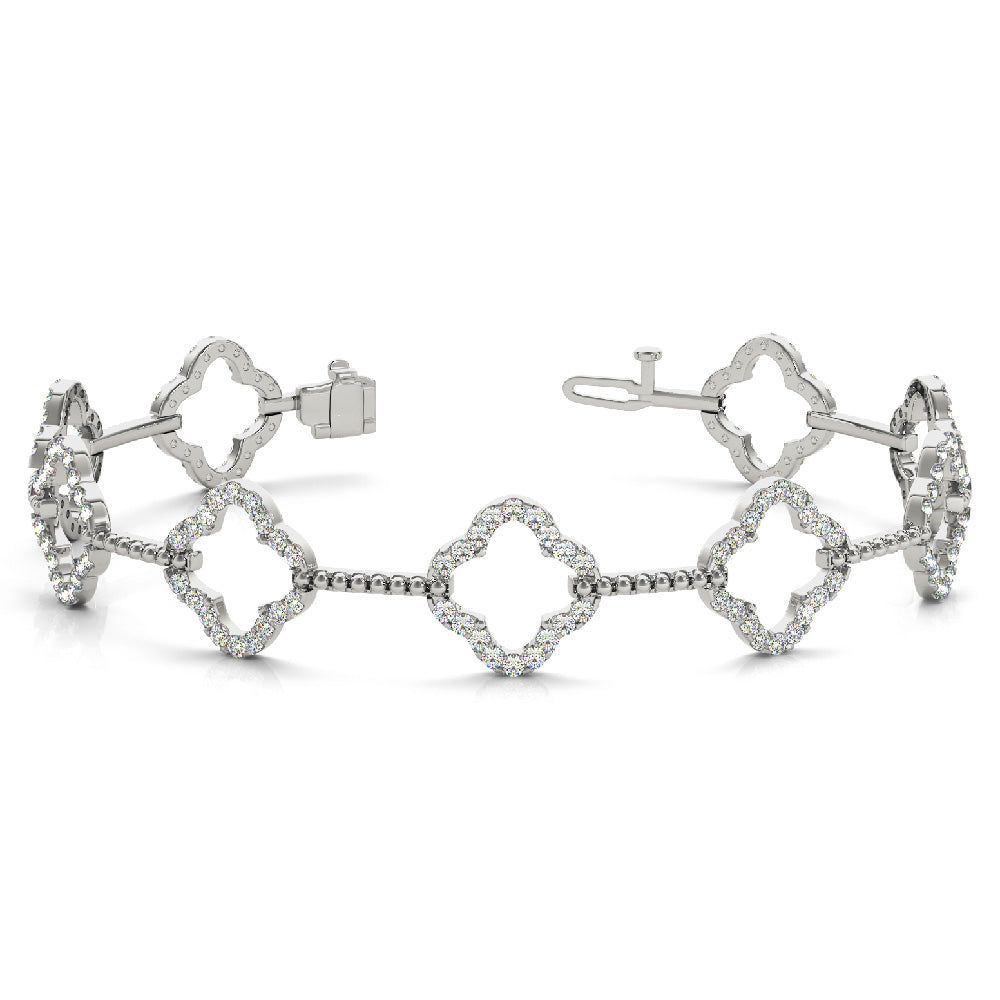 14K Flower Shaped Diamond Tennis Bracelet