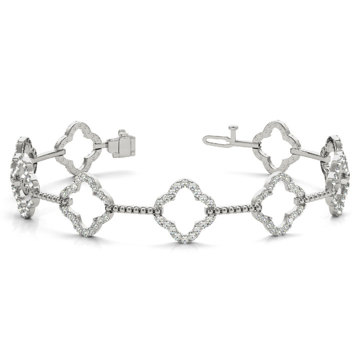 14K Flower Shaped Diamond Tennis Bracelet