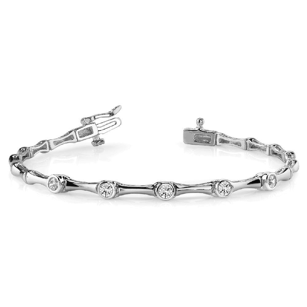 14K Round Bezel Set Diamond Bracelet