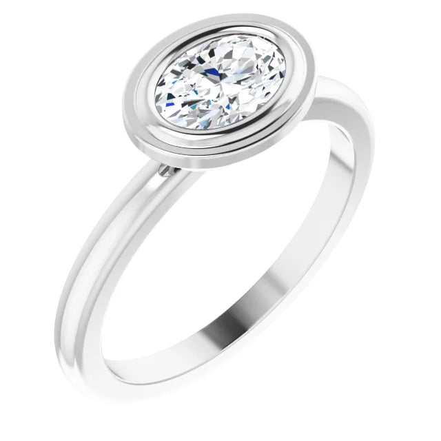 14K Gold Bezel Lab-Grown Diamond 0.75ctw VS/F-G Engagement Ring