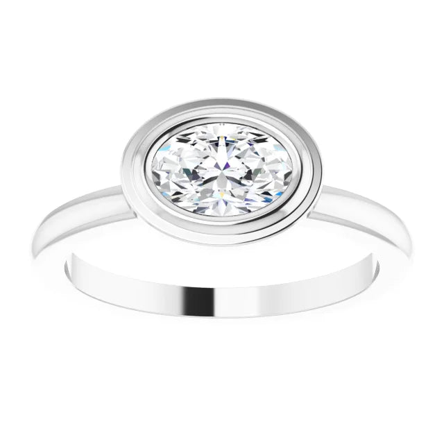 14K Gold Bezel Lab-Grown Diamond 0.75ctw VS/F-G Engagement Ring