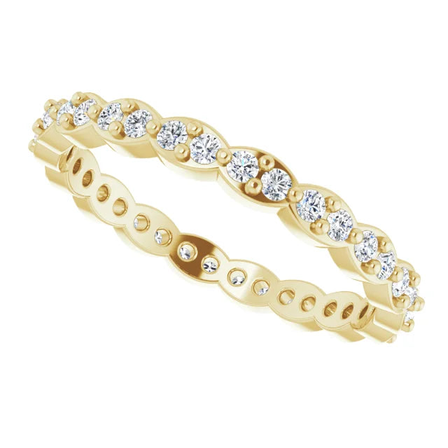 14K Round 3 Prong Natural Diamond Eternity Ring