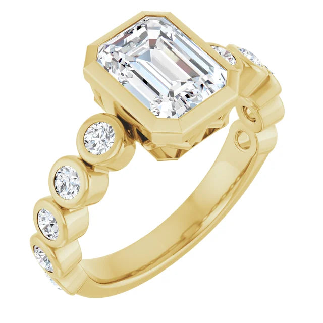 14K Gold Emerald Cut Bezel Set [1.54ctw] Lab-Grown Diamond [D - VVS2] Engagement Ring